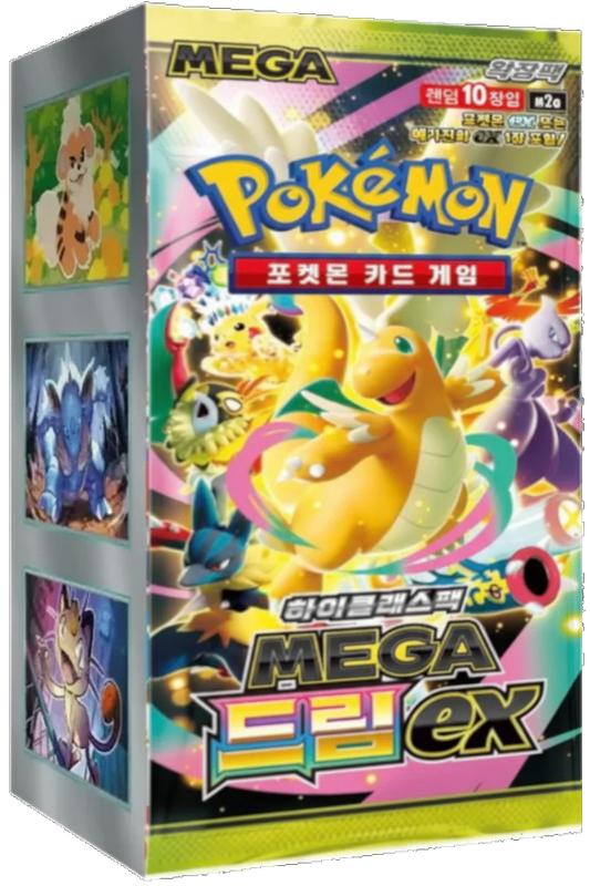 Boîte de cartes Pokémon avec Dracolosse, Pikachu et Mewtwo, style coréen, édition Mega EX
