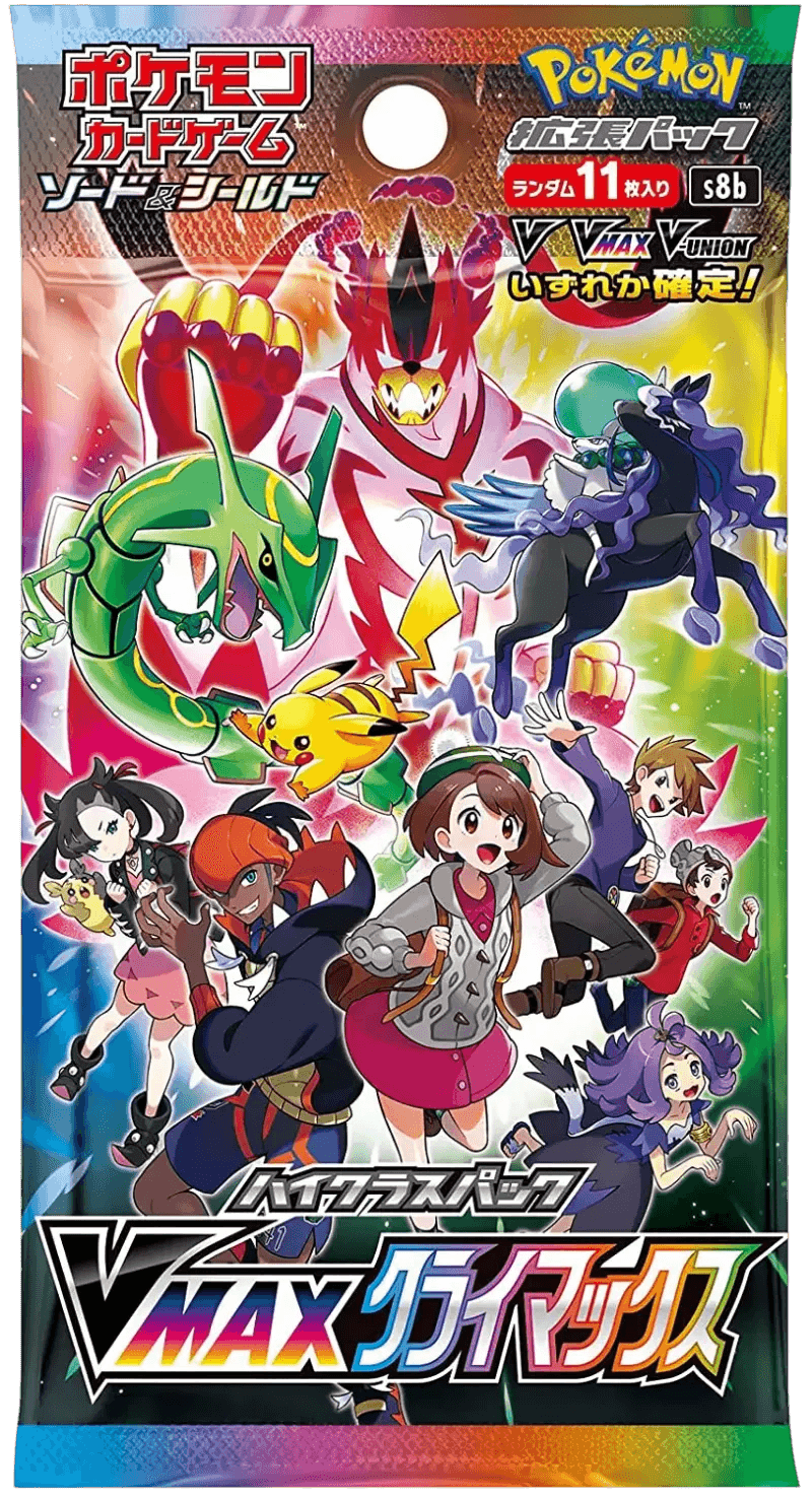 Paquet Pokémon VMAX Climax, carte à collectionner avec Pikachu, Rayquaza et personnages de Sword & Shield